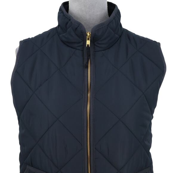 J Crew Mercantile Vest Plus Size 2X Navy Blue Quilted Puffer Full Zip Pockets - Picture 7 of 16
